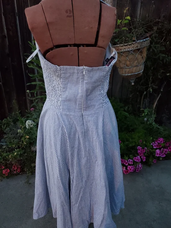 Trashy Diva Blue and White Striped Halter Fit-and-Flare Midi Dress - Picture 5 of 8